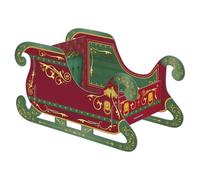 XL Christmas Gift Sleigh 72 x 38 x 40cm - Large Festive Present Display Decoration with A-Z Personalisation Stickers and Pre-Cut Slots for Easy Assembly, Christmas Centrepiece