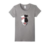 (XL) Cute Cat Couple Love Valentine Day T-shirt for Women-Father's Day