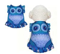 XL Cute Pet Breathable lace blue owl Print T-shirt | Soft Stretchy Vest For Small Medium Cats, Puppy, Chihuahua, Yorkie, Dachshund, French Bulldog Pet Outfit
