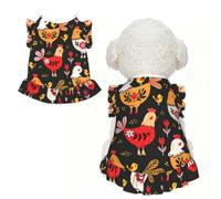 XL Cute Pet Breathable lace Cute Rooster Chickens Print T-shirt