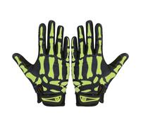 Xl Cycling Gloves For Men Skeleton Bones Design, Black & Green Fleece Full Finger Gloves, Palm 3.5-3.9 In