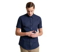 (XL, Dark Navy) Ben Sherman Mens Stipple Print Short Sleeve Shirt