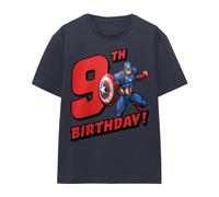 (XL, Deep Navy) Captain America Womens/Ladies 9th Birthday T-Shirt