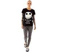 Disney Nightmare Before Christmas Pyjamas For Women | Ladies Jack Skellington T-Shirt & Trousers PJ Set | Adults Black T-Shirt & Elasticated Waistband