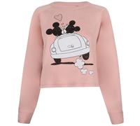 (XL, Dusky Pink) Disney Womens/Ladies Mickey & Minnie Mouse Hearts Crop Sweatshirt