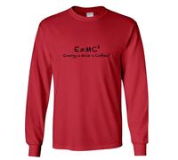 (XL) E=mc2 Energy Milk Coffee Funny Einstein Long Sleeve T-Shirt Red Tee Top Mens