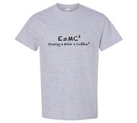 (XL) E=mc2 Energy Milk Coffee Funny Einstein T-Shirt Sport Grey Tee Tops Mens