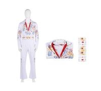 (XL) Elvis White Presley Onesie Festivals Cosplay Decoration Performance Set Costume