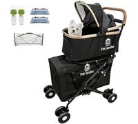 XL Extra-Large Double Pet Stroller,Running Stroller for Large/Medium/Small Dogs with Weather Cover for 2 Cats