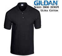 (XL) Gildan Jersey POLO Collar T-SHIRT Black tee S - XXL Ultra Cotton