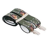 XL Green Country Stag Design Trouser Braces X 35mm Wide Clip On 48 Inch Extra Long