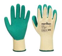 (XL, Green) Portwest A100 Latex Grip Gloves