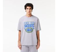 (XL, Grey) Lacoste Mens Printed Heavy Cotton Loose Fit T-Shirt
