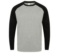 Skinni Fit Men's Skinnifit Raglan Long Sleeve Baseball T-Shirt in Dark Grey | Size: XL Skinni Fit Dark Grey XL