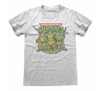 (XL, Heather Grey) Teenage Mutant Ninja Turtles Unisex Adult Retro T-Shirt