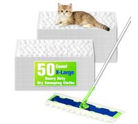 XL Heavy Duty Dry Sweeping Cloths Refills, Microfiber Disposable Pet Dry Pads Compatible with Swiffer Sweeper XL Mop, Captures Dust & Pet Hair on Hardwood Floors, 50 Count