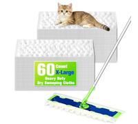 XL Heavy Duty Dry Sweeping Cloths Refills, Microfiber Disposable Pet Dry Pads Compatible with Swiffer Sweeper XL Mop, Captures Dust & Pet Hair on Hardwood Floors, 60 Count