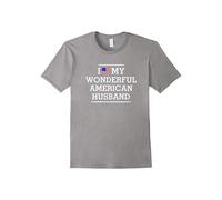 (XL) I Love My WONDERFUL American HUSBAND Flag Heart Tee for WIFE-Father's Day