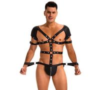 (XL(INTL.L), as the picture) Men's Bound Bondage onesie Nightclub S Flirting Seduction Valet Uniform