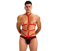 (XL(INTL.L), as the picture) Men's Sexy Sexy Neck S Bound Bondage onesie U convex pouch panties