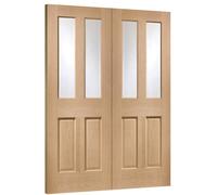 Xl Joinery Internal Oak Malton Pair With Clear Bevelled Glass Door - 1981 X 1372 X 40mm (54")