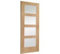 Xl Joinery Internal Oak Pre-Finished Shaker 4 Panel Door With Clear Glass - 1981 X 610 X 35mm (24")