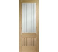 XL Joinery Internal Oak Pre-Finished Suffolk 2Xg Fire Door With Clear Etched Glass - 1981 X 838 X 44mm (33")