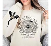 (XL, khaki) Basgiath War College Double-side Sweatshirt Fourth Wing Graphic Tee Fly or Die Shirt Vintage Pullover Bookish Hoodie Sweatshirt