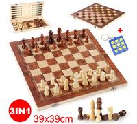 XL Large 39cm Chess Wooden Set Folding Chessboard Pieces Wood Board Chess Board VOGREX Multi One Size