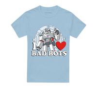 (XL, Light Blue) Transformers Mens I Love Bad Bots Megatron T-Shirt
