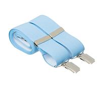 XL Light Blue Trouser Braces 35mm Wide Elastic 4 Strong Silver Clips 48 Inches Extra Long Adjustable