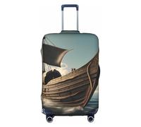 XL Luggage Cover Protector - Fashionable Old Viking Boat Print Suitcase Cover, Aesthetic Travel Accessories, Invisible Zipper