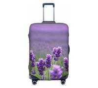 XL Luggage Cover Protector - Fashionable Purple Lavender Colored Flowers Print Suitcase Cover, Aesthetic Travel Accessories, Invisible Zipper