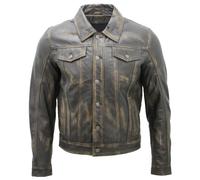 (XL) Mens Leather Bomber A2 Detachable Collar Jacket