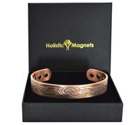 XL Mens Pure Copper Magnetic Bracelet Viking Copper Bangle Cuff 6 Neodymium Magnets Unisex Adjustable, Viking Design-VG (XL: Wrist 22-24cm/8.6-9.5”)