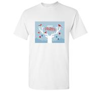 (XL) Merry Christmas Reindeer Birds Cartoon Art Men White T Shirt Tee Top