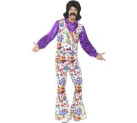 (XL, Multicoloured) Smiffys Mens 60s Groovy Hippie Costume