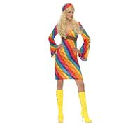 (XL, Multicoloured) Smiffys Womens/Ladies Hippie Rainbow Costume Set