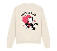 (XL, Natural) Felix The Cat Unisex Adult Love Is Life Sweatshirt