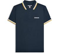 (XL, Navy/Blue/Cashew/Gold) Lambretta Mens Target Triple Tipped Retro Polo Shirt