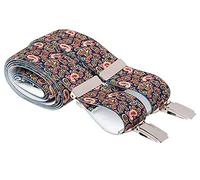 XL Navy Blue Paisley Trouser Braces Silver Clip On Mens X Patterned for Trousers 48 Inch Extra Long (XL (48 Inches Long), Blue)