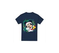 (XL, Navy) Disney Mens Mickey Mouse Wreath Christmas T-Shirt