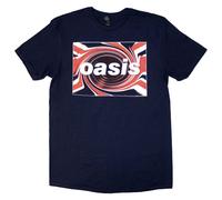 (XL, Navy) Oasis Union Jack Band Logo T Shirt