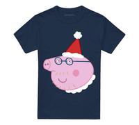 (XL, Navy) Peppa Pig Unisex Adult Daddy Pig Santa Hat T-Shirt