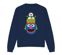 (XL, Navy) Sesame Street Unisex Adult Grover Nutcracker Christmas Sweatshirt