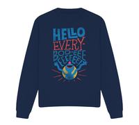 (XL, Navy) Sesame Street Unisex Adult Hello Everybody Grover Sweatshirt