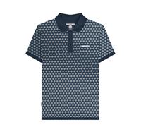 (XL, Navy/Silver) Lambretta Mens Roundel Geometric Polo Shirt