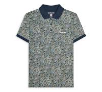 (XL, Navy/Ultimate Grey) Lambretta Mens Paisley Brand Three Button Retro Short Sleeve Polo Shirt Top