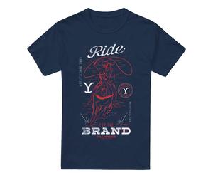 (XL, Navy) Yellowstone Mens Ride For The Brand Cowboy T-Shirt