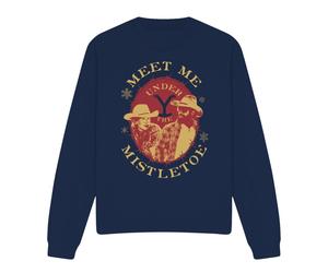(XL, Navy) Yellowstone Unisex Adult Meet Me Under The Mistletoe Christmas Sweatshirt